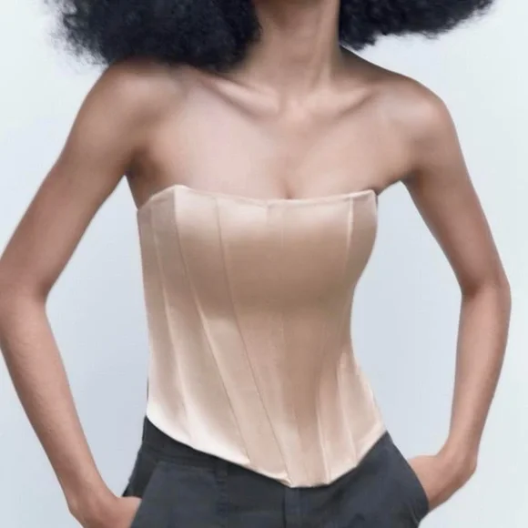 NWT Zara Satin Effect Corset Top - Picture 2 of 4